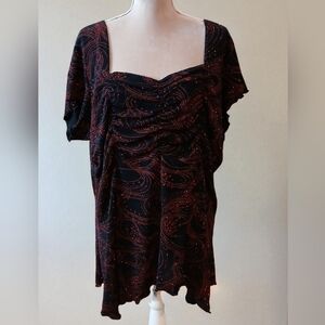 Studio 1940 Shimmer Glam Corsett Assymetric Fairy Goth Drape Stretch Plus Blouse